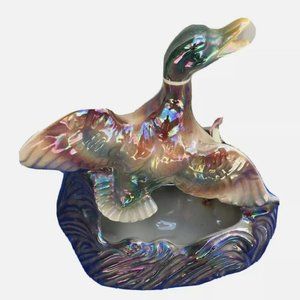 Mid-Century Luster Mallard Duck TV Lamp Planter
